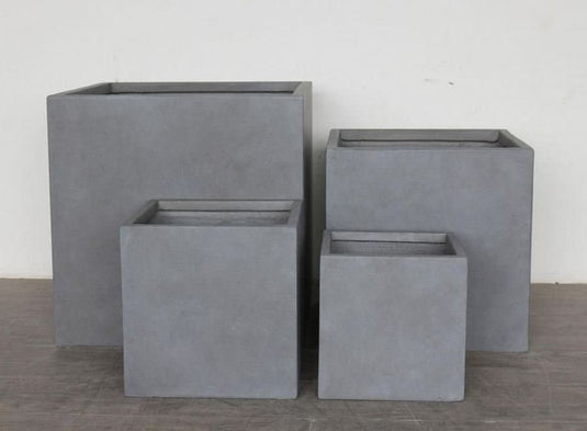 Light Grey Handmade Cuboid Square Concrete Planters Pots Flowers Trees Bushes Outdoor Decor with drainage holes