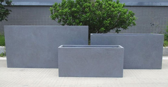 Large Grey Concrete and Stone Contemporary Modern Garden Outdoor Trough Planter Pot Rectangular Raised Garden Balcony Flower Bed