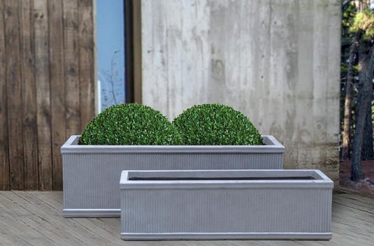 Handmade Vertically Ribbed Grey Concrete & stone Trough Planter pot Outdoor Garden Patio Balcony Terrace Shrubs Bushes