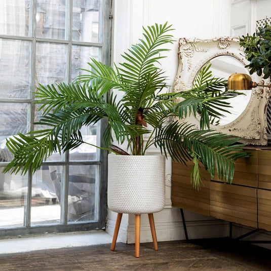 White Honeycomb Concrete pot with Legs