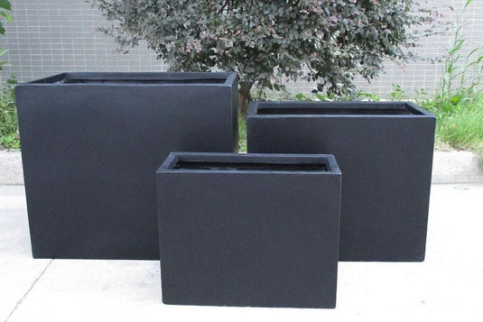 Black Large Tall Raised Out door Concrete Flower Bed Pot Planter for Bamboo, Ornamental Grasses, Succulent Arrangements, Shrubs & Flowers