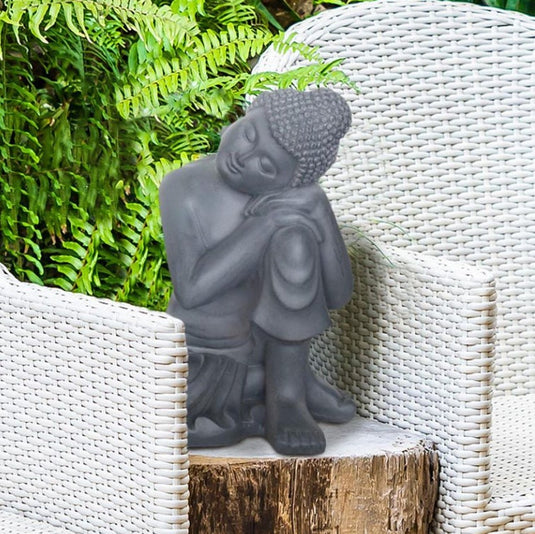 50cm tall Large Grey Resting Buddha Monk Handmade Stone Concrete Garden Decor Statue Ornament Sculpture Art Figurine Outdoor Indoor