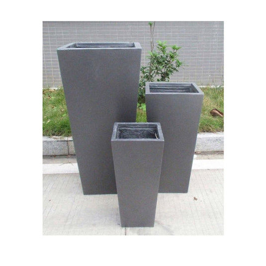 Tall Light Grey Tapered Contemporary Modern Light Concrete Planters Pots for Outdoor Balcony Garden Terrace Trees Shrubs Palms Standards