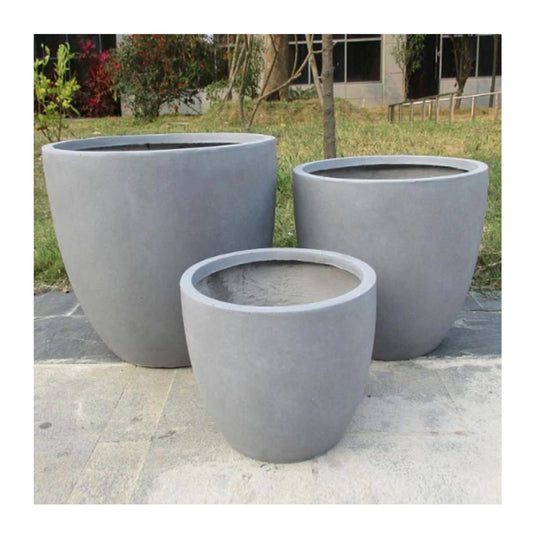 Large Light Grey Modern Concrete egg Pot Contemporary Outdoor Handmade Flower Standard Tree Bush Plant Planter with drainage holes