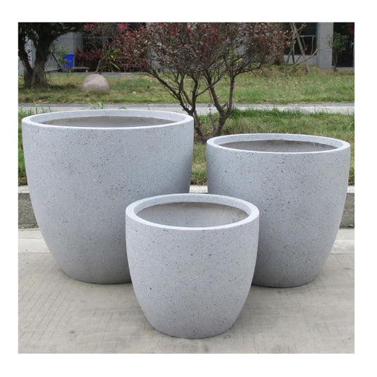 Terrazzo Light Grey Stone Marble Effect Modern Contemporary Handmade Concrete Egg Flower Tree Planter Pot for outdoor garden Terrace Balcony