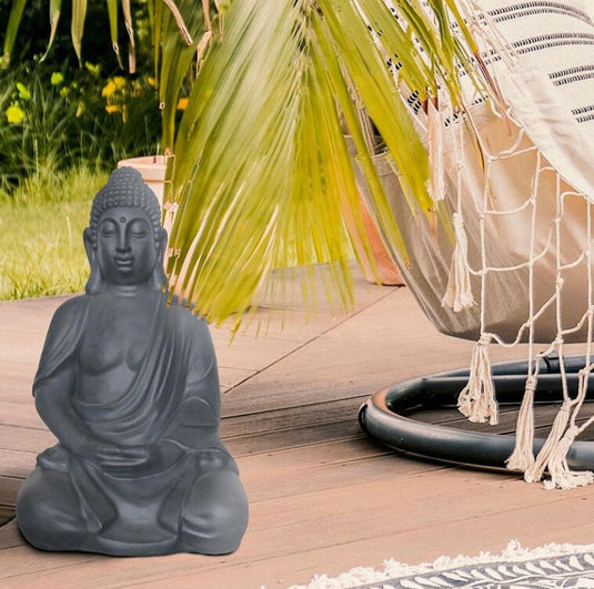 50cm tall Grey Meditating Buddha Handmade Stone Concrete Garden Decor Statue Ornament Sculpture Art Figurine Outdoor Indoor