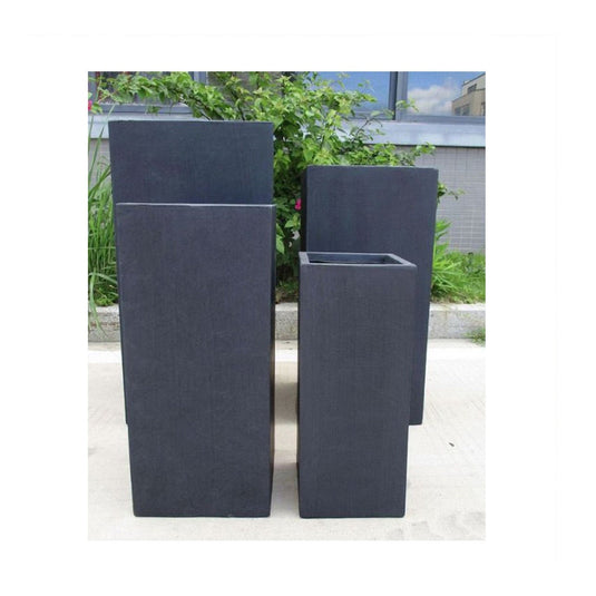 Tall Dark Grey Contemporary Modern Light Concrete Planters Pots for Outdoor Balcony Garden Terrace Trees Shrubs Palms Standards Modern Decor