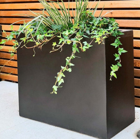 Black Large Tall Raised Out door Concrete Flower Bed Pot Planter for Bamboo, Ornamental Grasses, Succulent Arrangements, Shrubs & Flowers