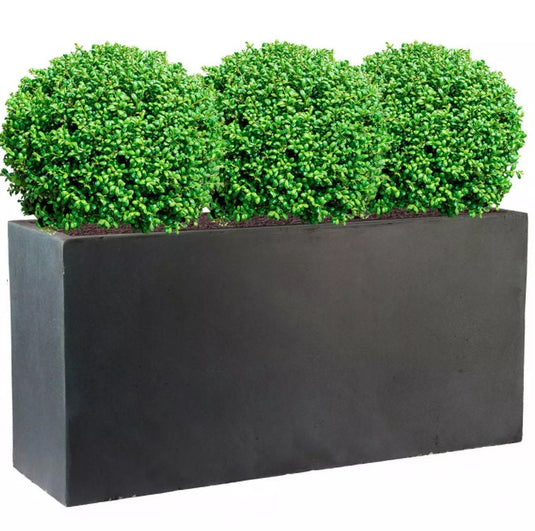 Large Dark Grey Concrete and Stone Contemporary Modern Garden Outdoor Trough Planter Pot Rectangular Raised Garden Balcony Flower Bed