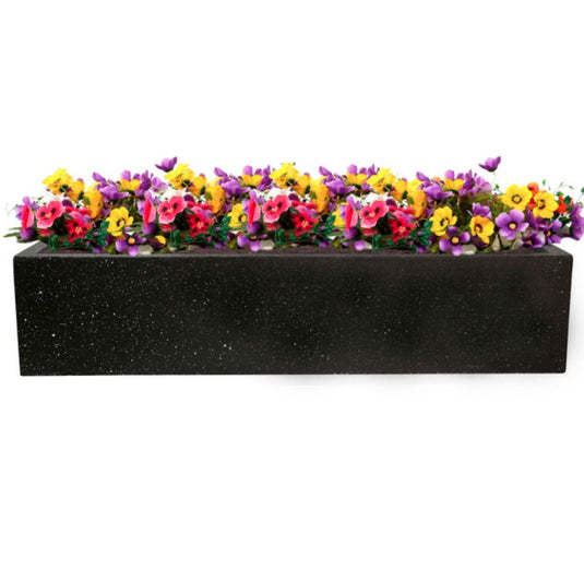 Black Window Box Marble effect Concrete Contemporary Pot Modern Garden Outdoor Trough Planter Rectangular Trough Balcony Bed