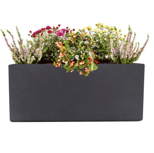 Dark Grey Window Box Concrete matte effect Contemporary Modern Garden Outdoor Trough Planter Pot Rectangular Window box Trough Balcony Bed