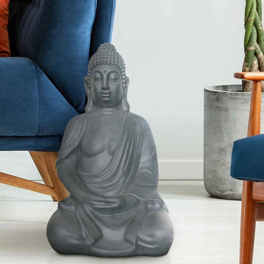 50cm tall Grey Meditating Buddha Handmade Stone Concrete Garden Decor Statue Ornament Sculpture Art Figurine Outdoor Indoor