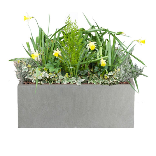 Large Grey Concrete and Stone Contemporary Modern Garden Outdoor Trough Planter Pot Rectangular Window box Trough Balcony Bed