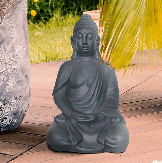 50cm tall Grey Meditating Buddha Handmade Stone Concrete Garden Decor Statue Ornament Sculpture Art Figurine Outdoor Indoor