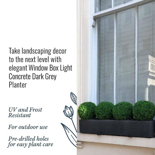 Dark Grey Window Box Concrete matte effect Contemporary Modern Garden Outdoor Trough Planter Pot Rectangular Window box Trough Balcony Bed