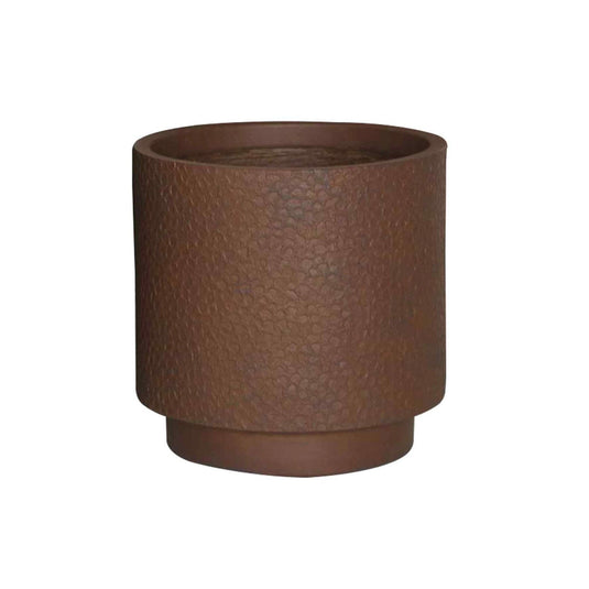 Hammered Rustic Brown Concrete Fibrestone Pot Outdoor Garden Planter with Drainage