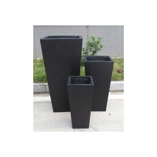 Tall Black Tapered Contemporary Modern Light Concrete Planters Pots for Outdoor Balcony Garden Terrace Trees Shrubs Palms Standards