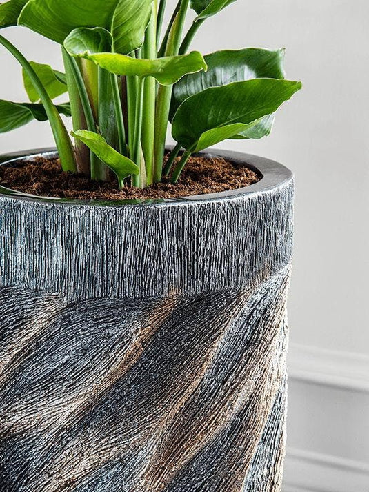 Tall Indoor Handmade Comet Bronze Polyresin Planter Pot