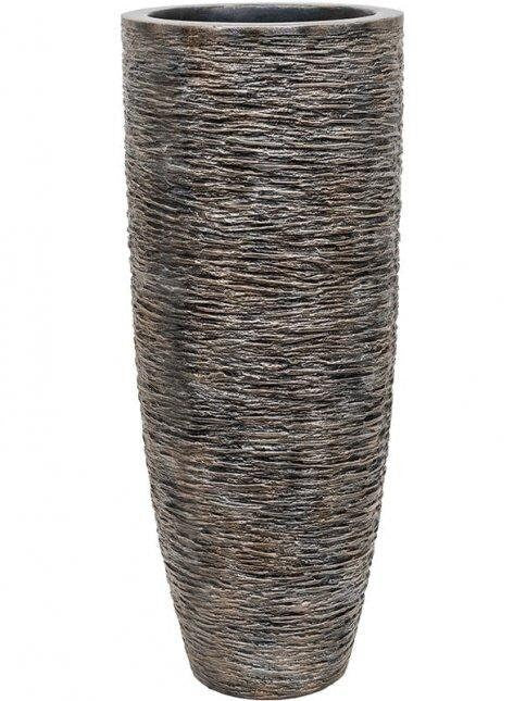 Tall Indoor Handmade Moon Wrinkle Textured Bronze Polyresin Planter Pot