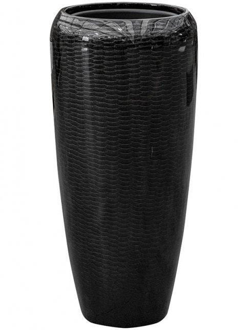 Black Glossy Snake Tall Indoor Planter with liner