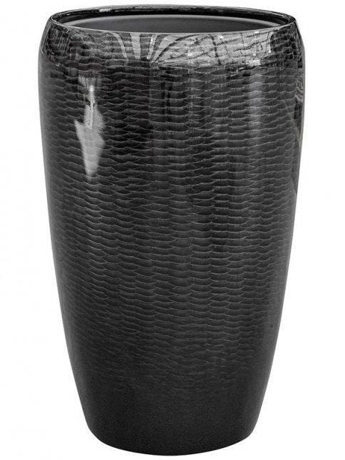 Black Glossy Snake Tall Indoor Planter with liner