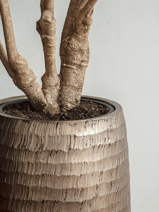 Hammered Gold Tall Indoor Planter