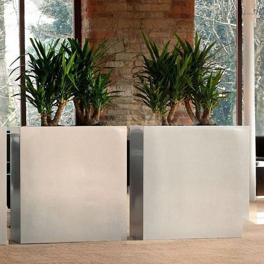 Jumbo Fibreglass Contemporary Rectangular Indoor Outdoor Pots Partition Office Home Planters in Various Colors and Finishes