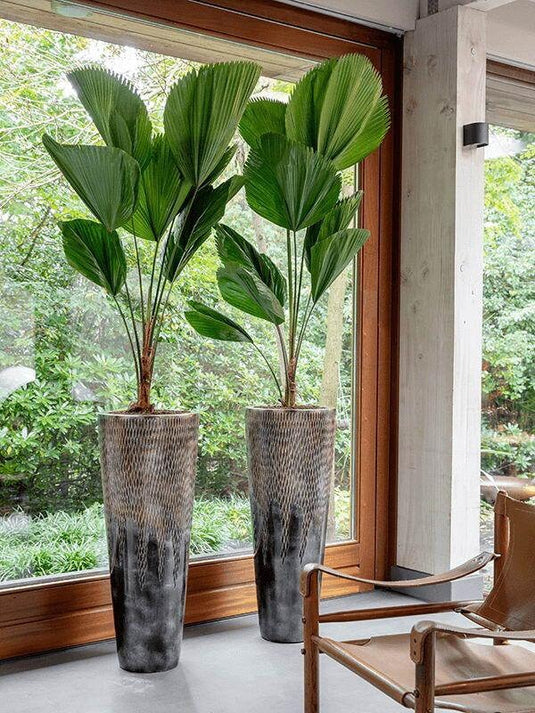 Tall Indoor Handmade Comet Bronze Polyresin Planter Pot