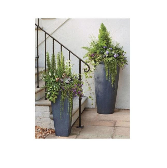 Ceramic Anthracite Round Tall Large Indoor Outdoor Planter