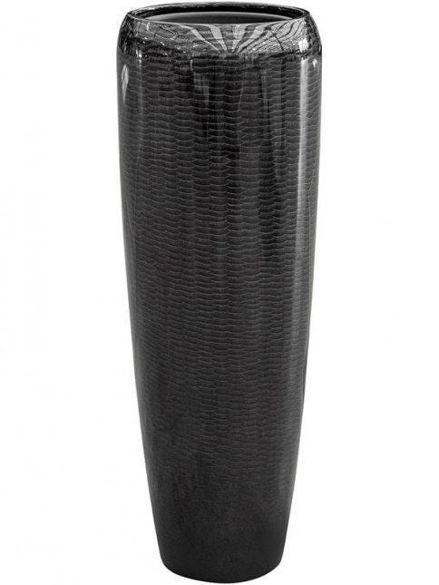 Black Glossy Snake Tall Indoor Planter with liner