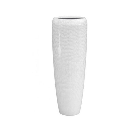 White Glossy Snake Tall Indoor Planter with liner